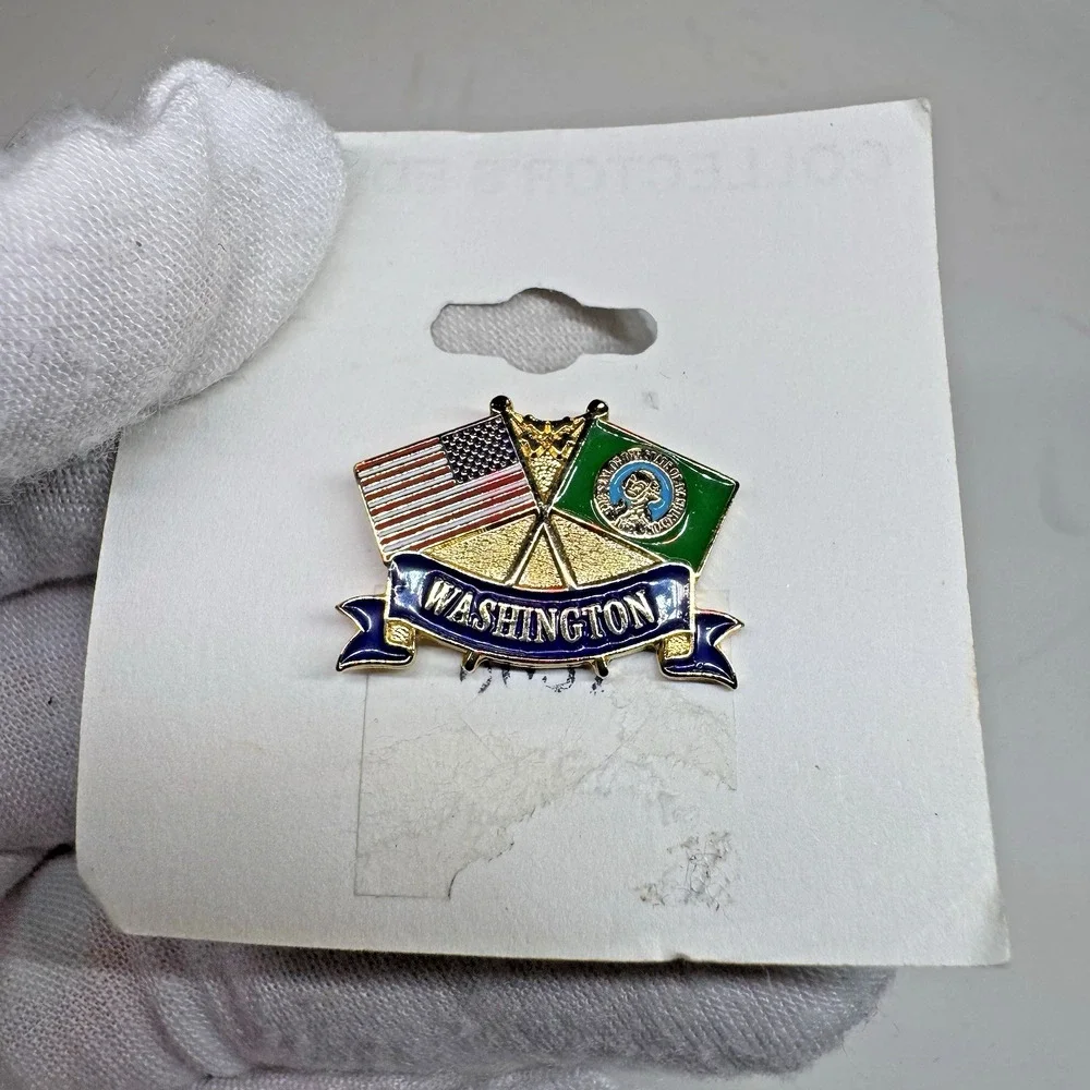 Washington & American Flag Collector's Ed. Lapel Hat Pin LW Bristol Classics Vtg - Picture 1 of 6